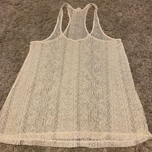 Racer back tank top. White lace